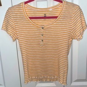Pac Sun Orange and White Striped Crop Top